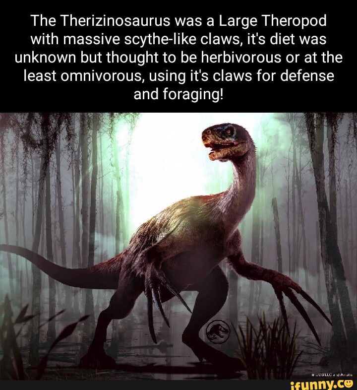 The Therizinosaurus was a Large Theropod with massive scythe-like claws ...