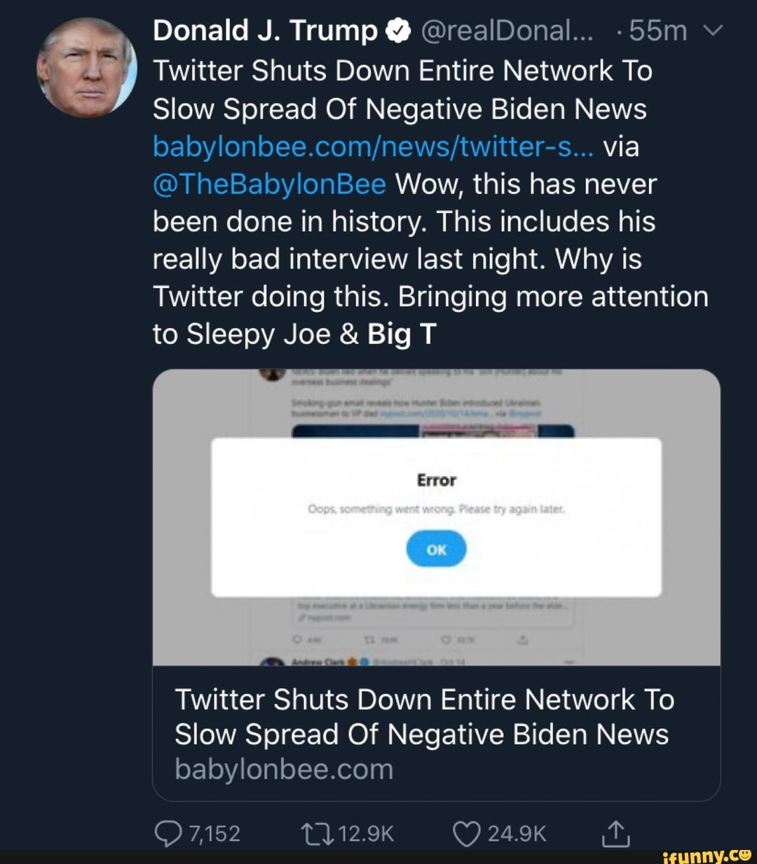 Donald J. Trump realDonal&hellip; Twitter Shuts Down Entire