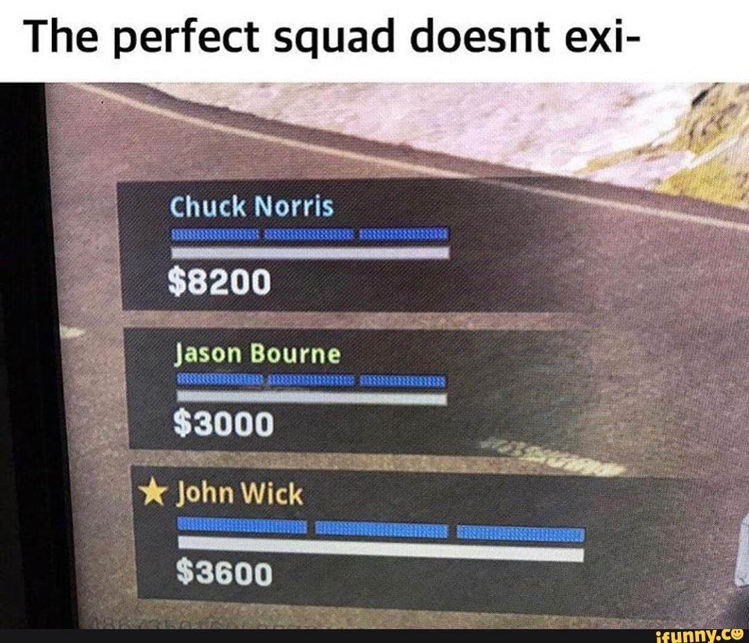 The perfect squad doesnt exi-
Chuck Norris
$8200
$3000
Wick
$3600