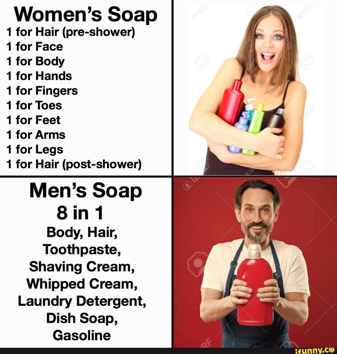 Women's Soap 1 for Hair (pre-shower) 1 for Face 1 for Body 1 for Hands ...