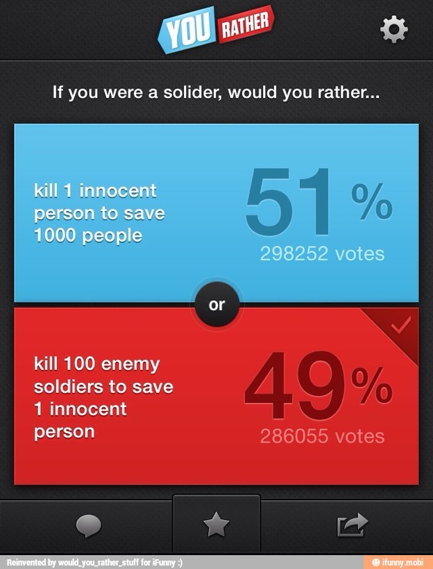 If you were a solider, would you rather...