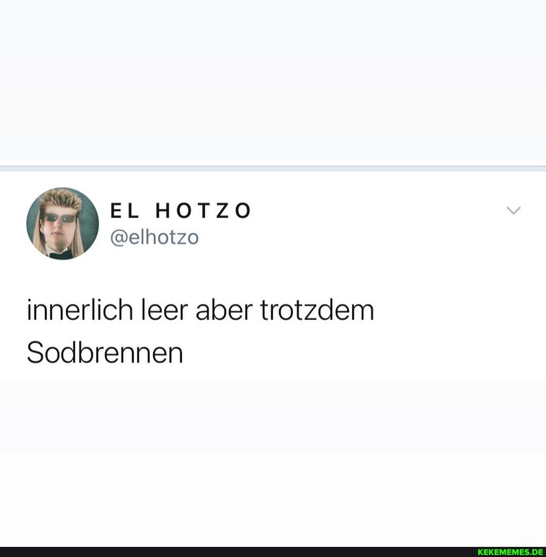 EL HOTZO
@elhotzo
innerlich leer aber trotzdem
Sodbrennen