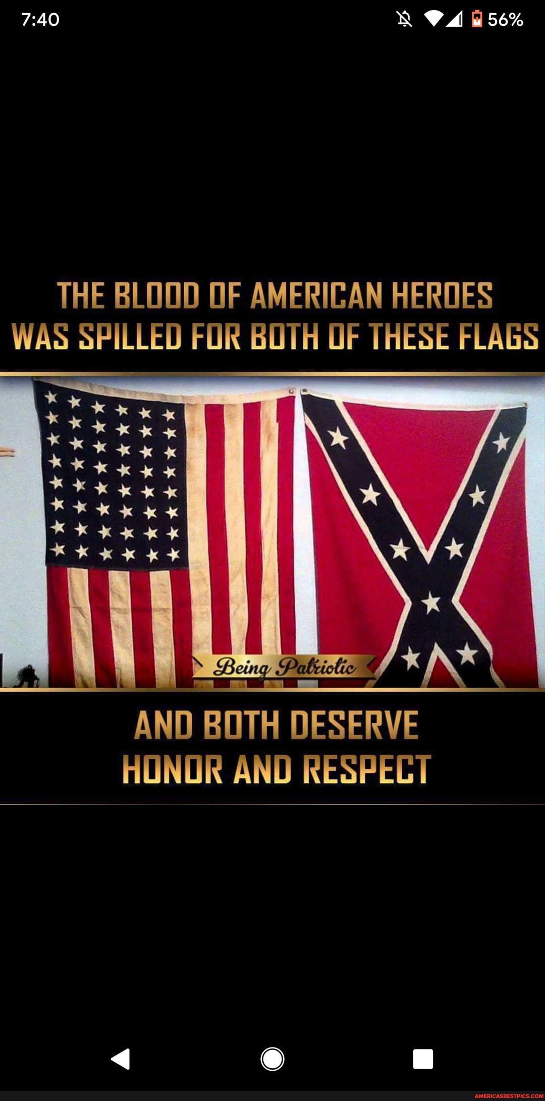 GA 56%
THE BLOOD OF AMERICAN HEROES WAS SPILLED FOR BOTH UF THESE FLAGS
AND HONOR AND RESPECT