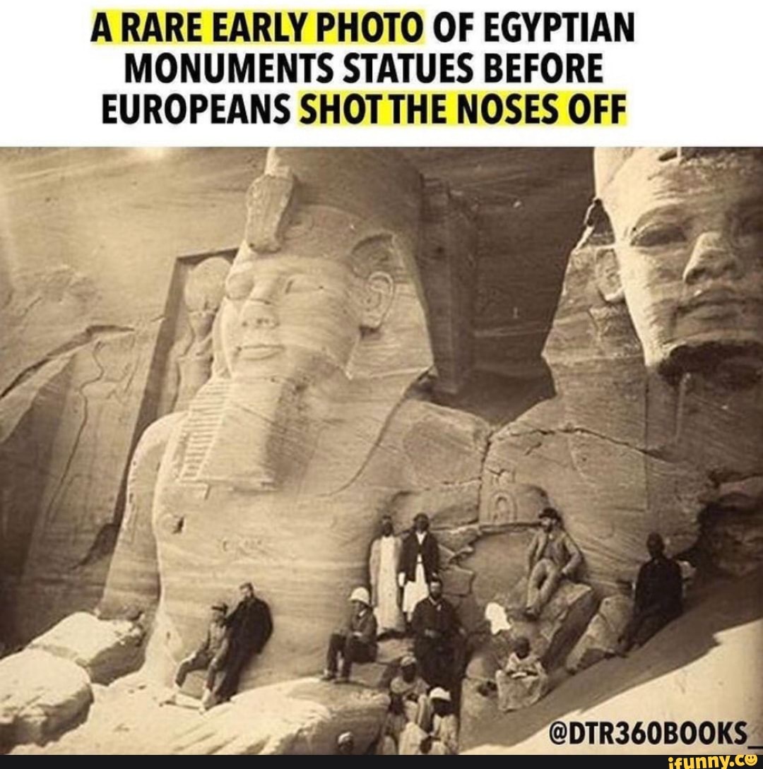 A RARE EARLY PHOTO OF EGYPTIAN MONUMENTS STATUES BEFORE EUROPEANS SHOT