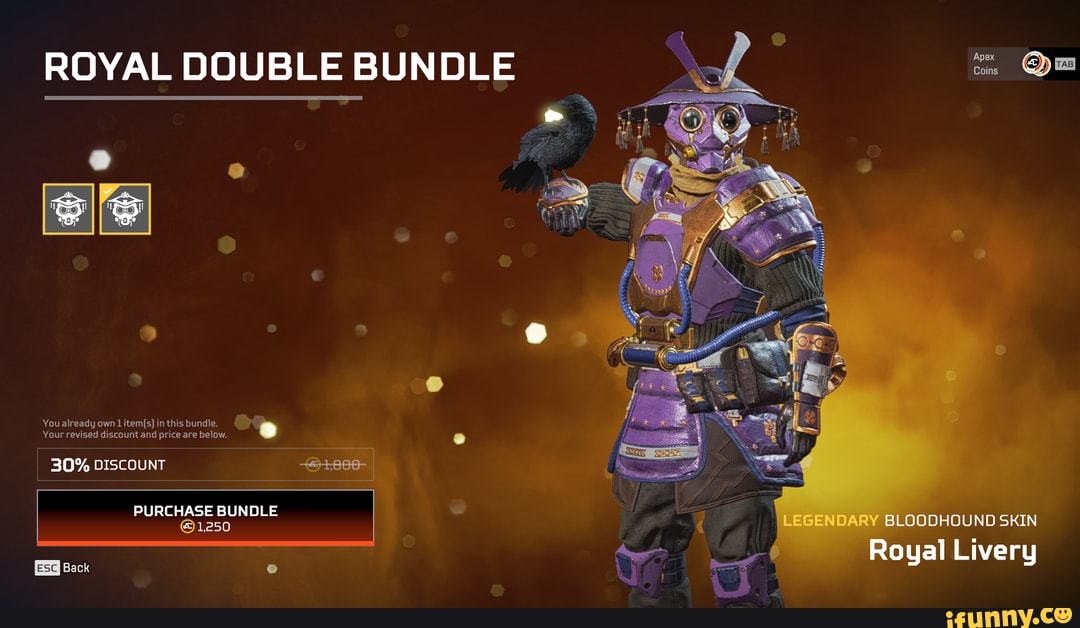 ROYAL DOUBLE BUNDLE Apex Coins LEGENDARY BLOODHOUND SKIN Royal Livery ...