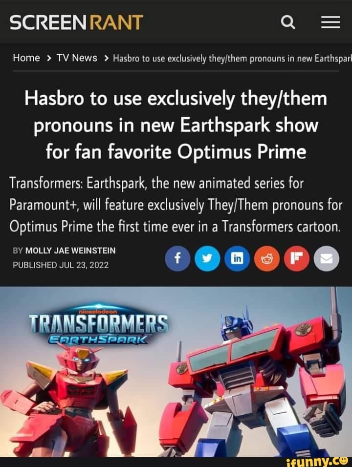 SCREENRANT Home > TV News > Hasbro to use exclusively pronouns in new