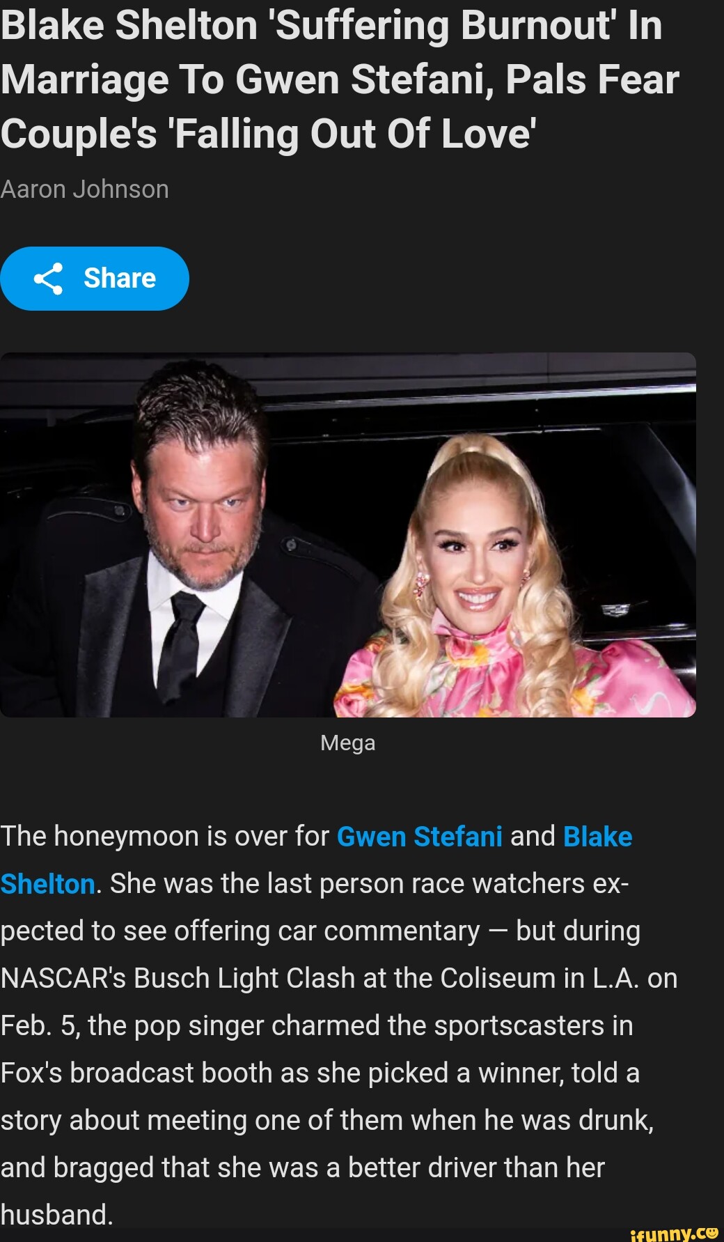 Blake Shelton 'Suffering Burnout' In Marriage To Gwen Stefani, Pals ...