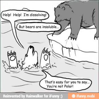 Help! Help! Im dissolving)
That's easy for you to say.
Youre not Polar!
