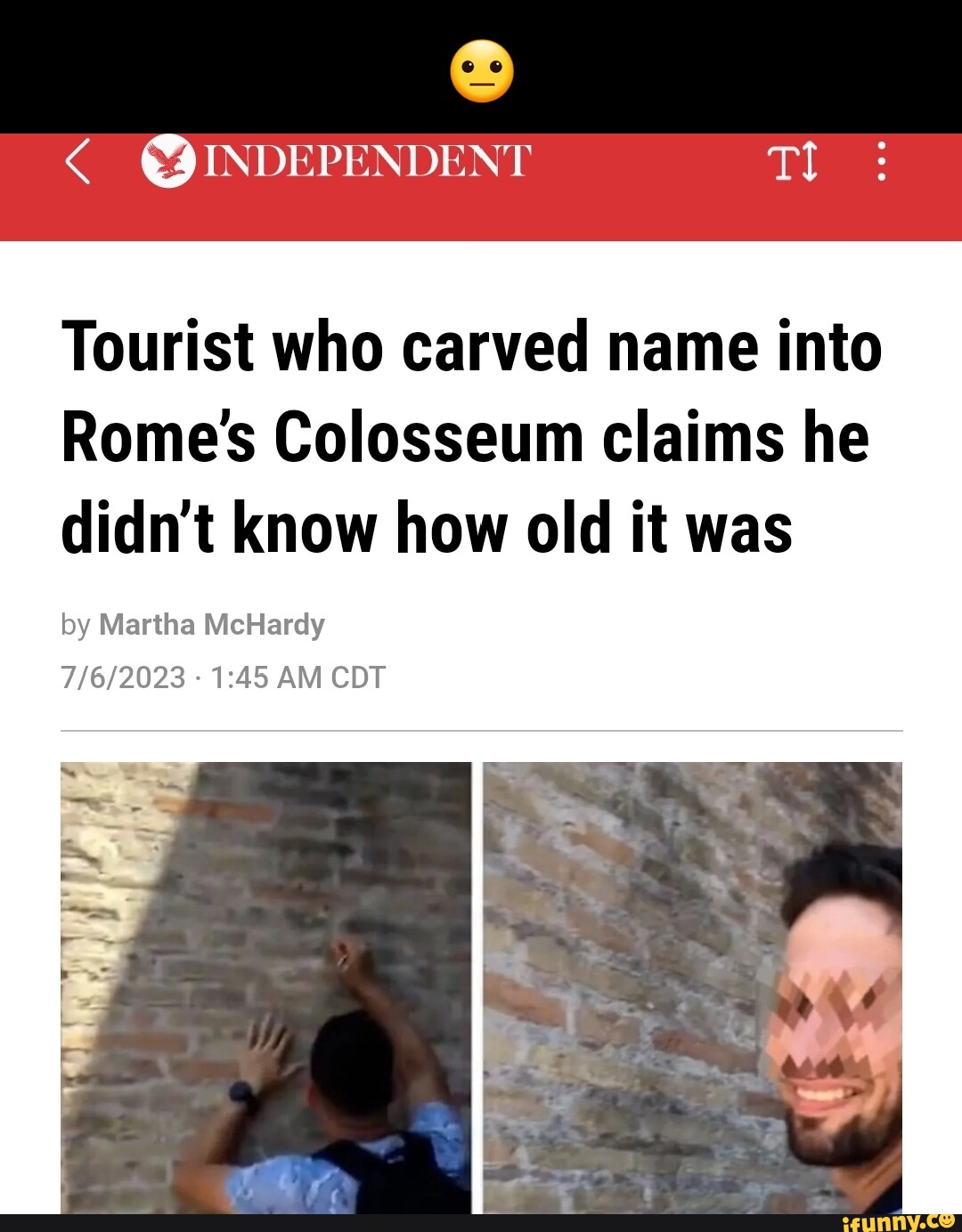 INDEPENDENT Tourist Who Carved Name Into Rome's Colosseum Claims He ...