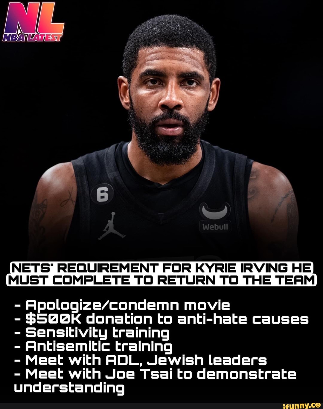 Nets Requirement For Kyrie Irving He Must Complete To Return To The Term Movie 500k 1580