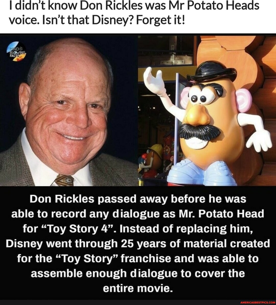 I didnt Know Don Rickles was Mr Potato Heads voice. Isn't that Disney ...