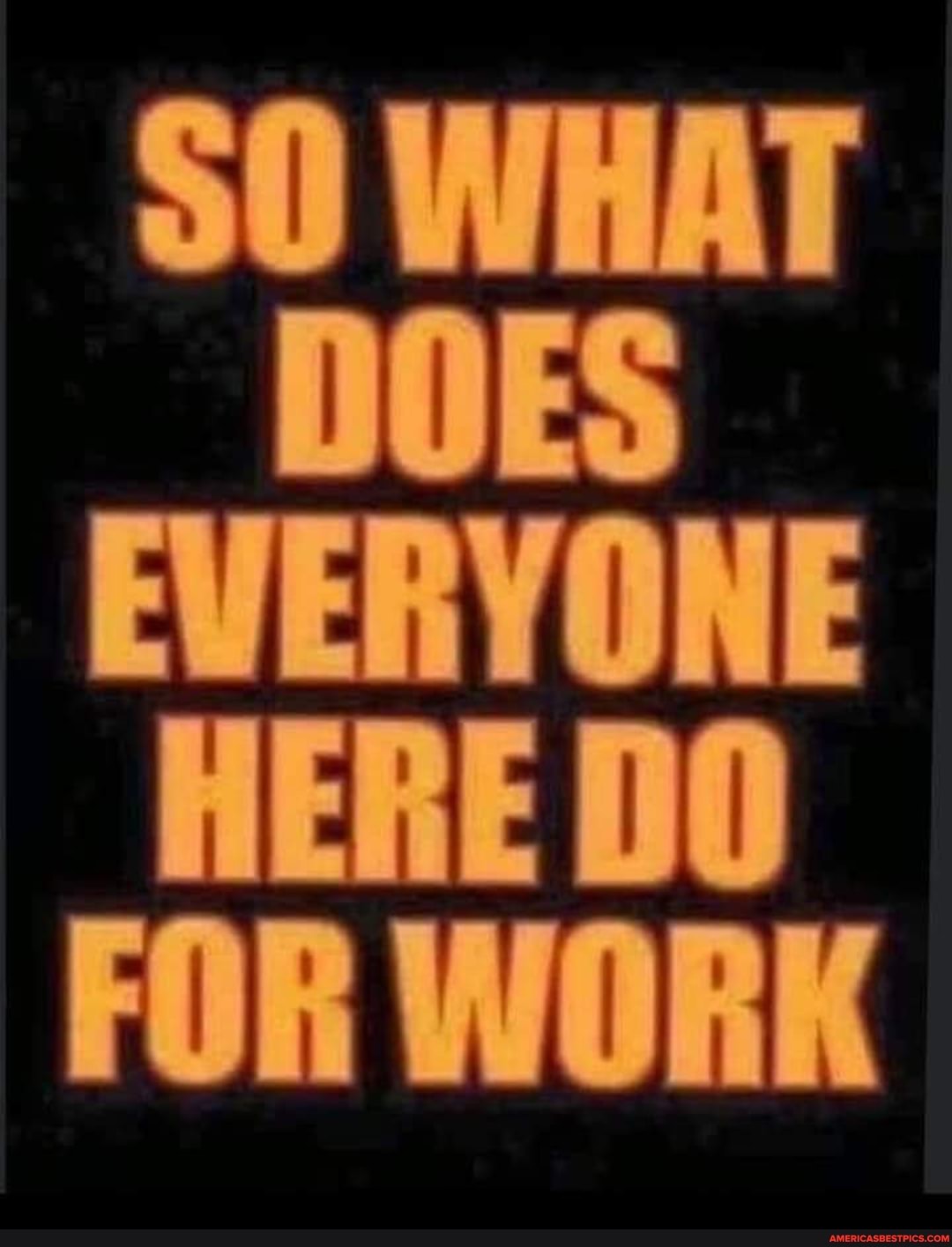 WHAT DOES EVERYONE HERE DO FOR WORK