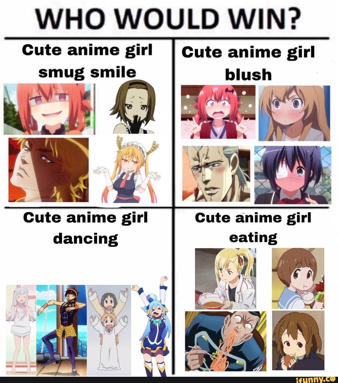 WHO WOULD WIN? Cute anime girl Cute anime girl smug smile blush Cute ...