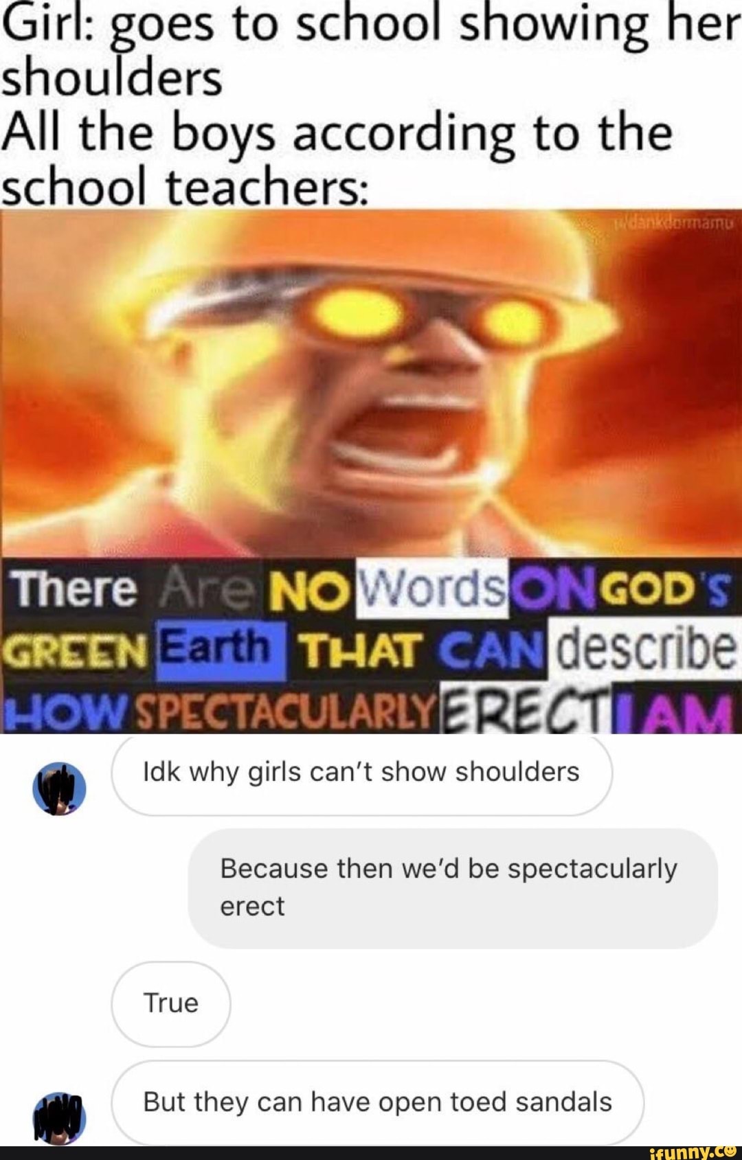 Girl goes to school showing her shoulders All the boys according to