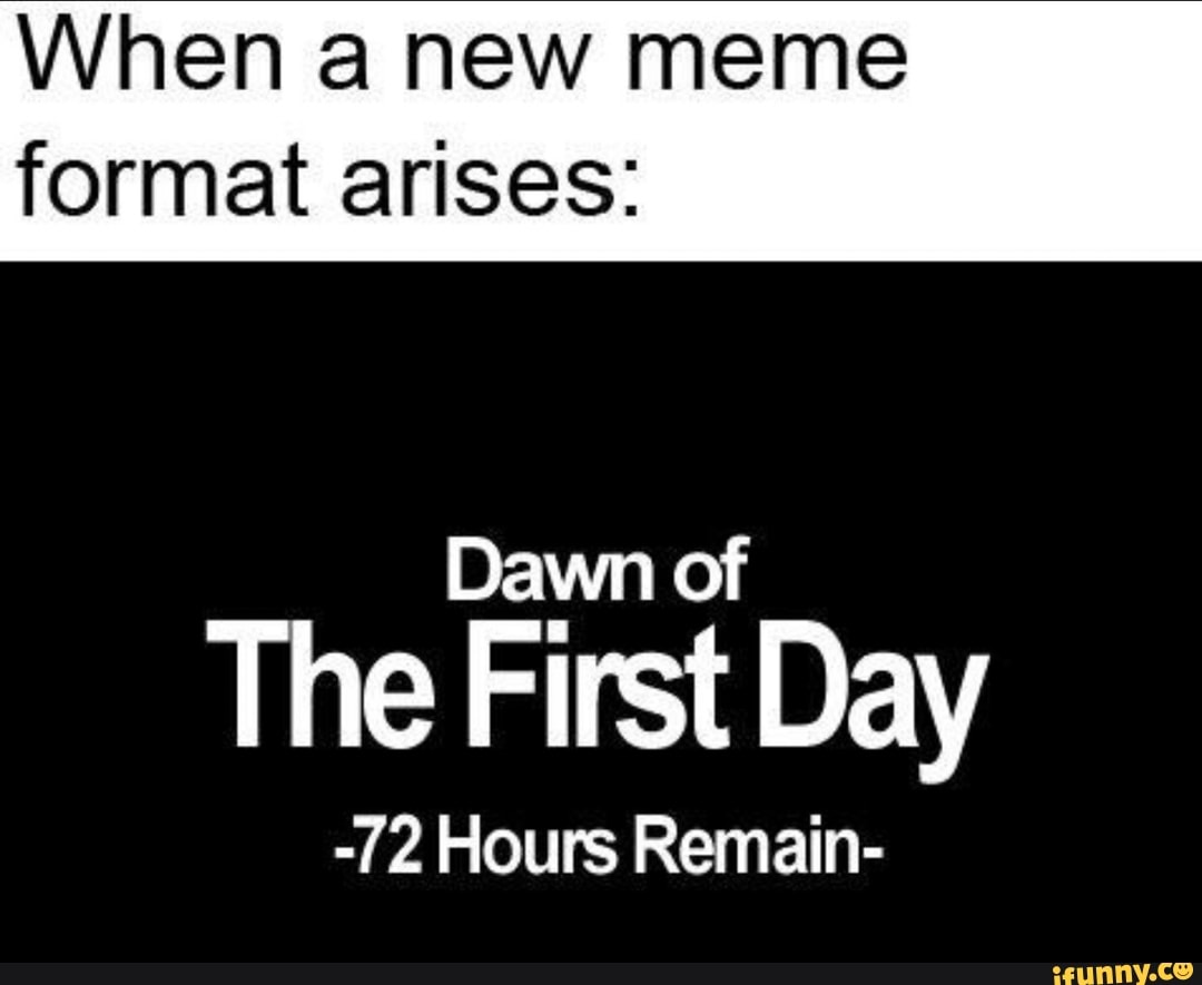 When A New Meme Format Arises Dawn Of The First Day 72 Hours Remain Ifunny