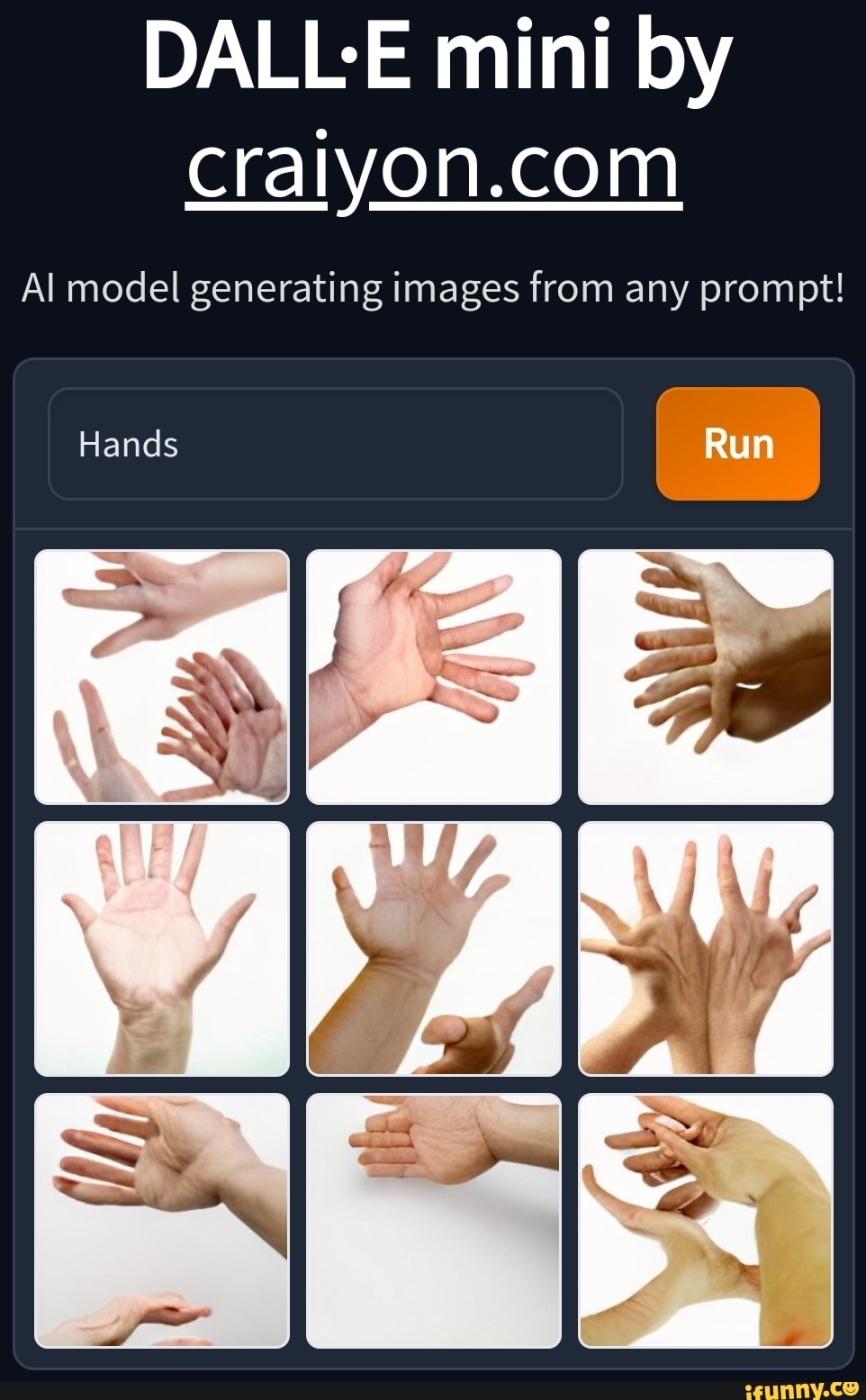 DALL-E mini by Al model generating images from any prompt! Hands Run ...