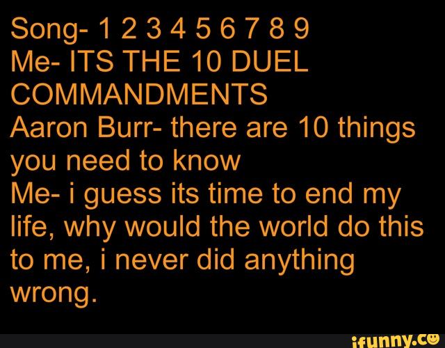 Hamilton Ten Duel Commandments Lyrics 10 Commandments Of