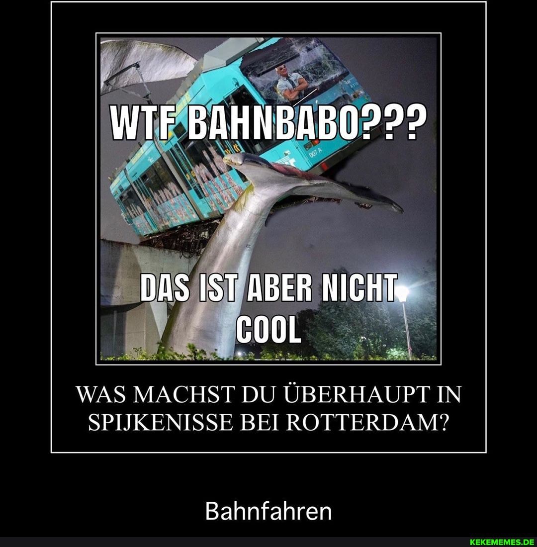 WTF BAHNBABO???
DAS IST ABER NICHTe
COOL
WAS MACHST DU ÜBERHAUPT IN SPIJKENISSE BEI ROTTERDAM?
Bahnfahren