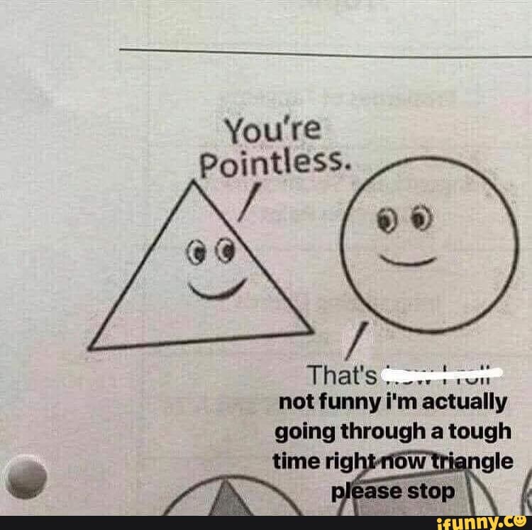 You're Pointless. not funny i'm actually going through a tough - iFunny