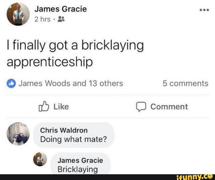 James Gracie I finally got a bricklaying apprenticeship James Woods and