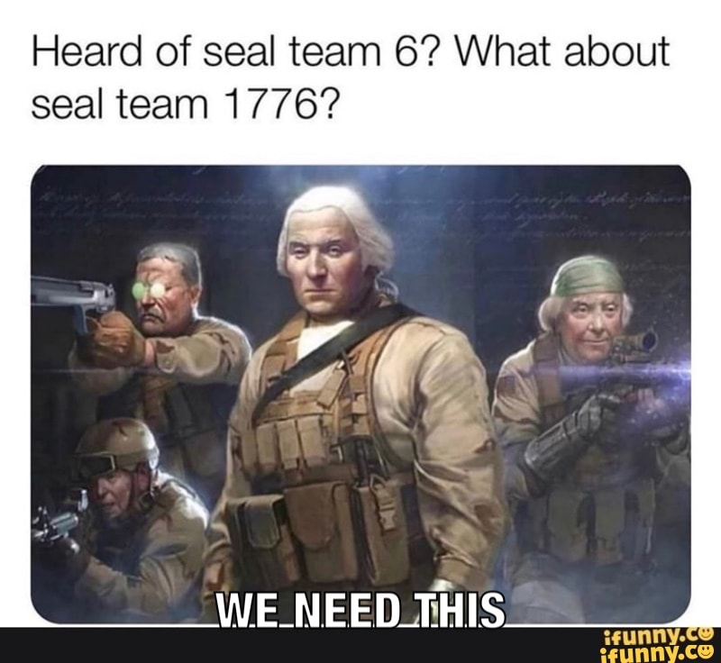 Heard of seal team 6? What about
seal team 1776?
WE NEED THIS