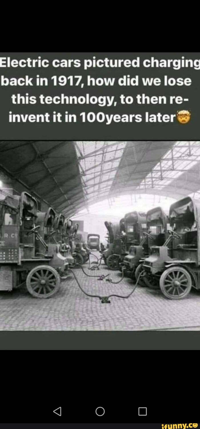 Electric cars pictured charging back in 1917, how did we lose this
