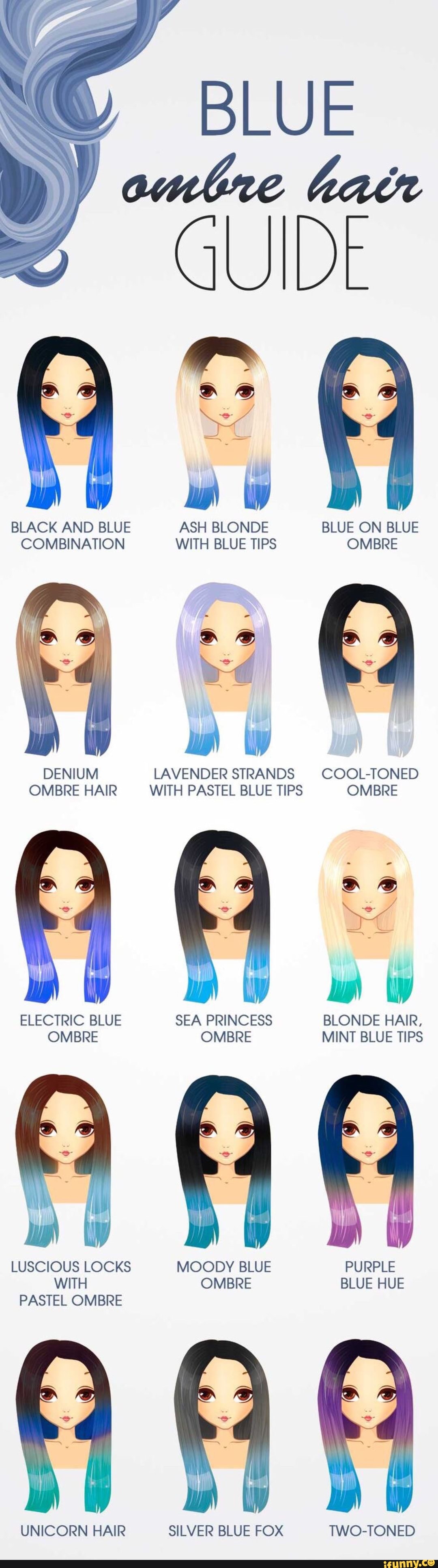 Black And Blue Ash Blonde Blue On Blue Combination With Blue Tips Ombre Im W Denium Lavender Strands Cool Toned Ombre Hair With Pastel Blue Tips Ombre Ifunny
