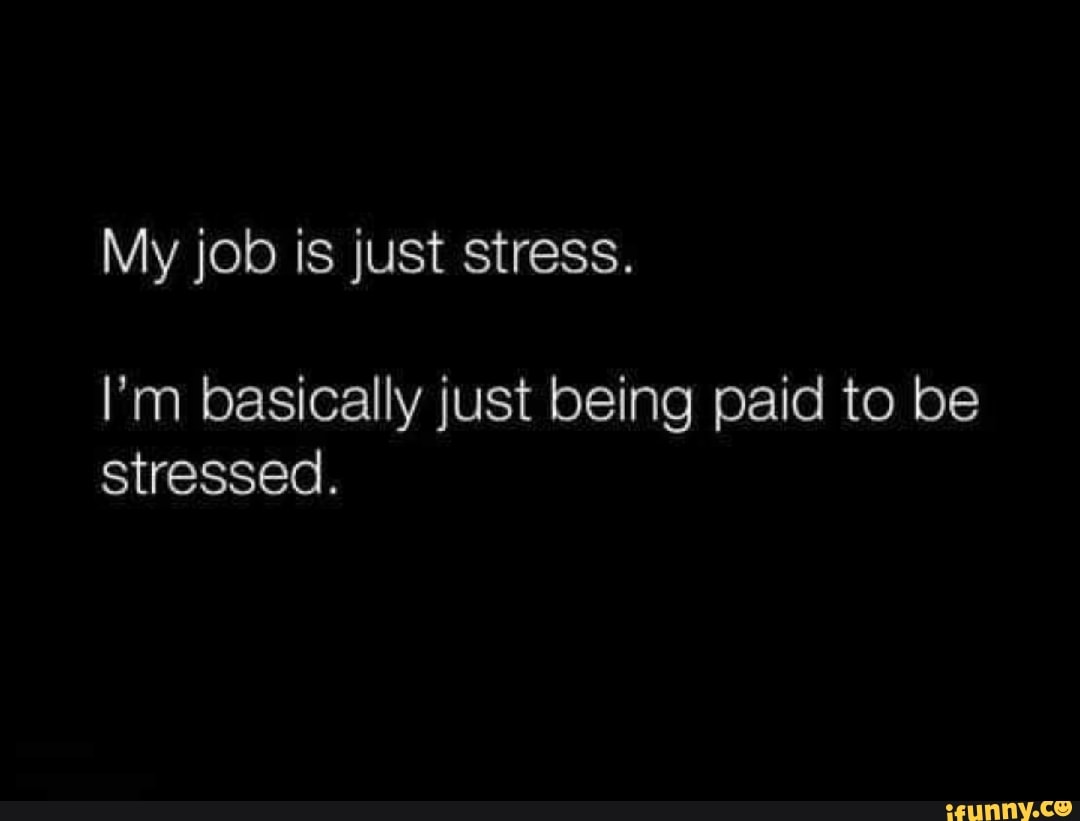 My job is just stress. I'm basically just being paid to be stressed ...