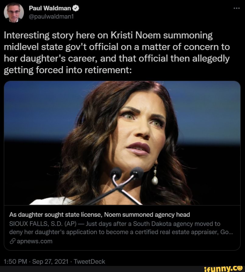 No doubt Noem has opinions on hunter biden? Paul Waldman