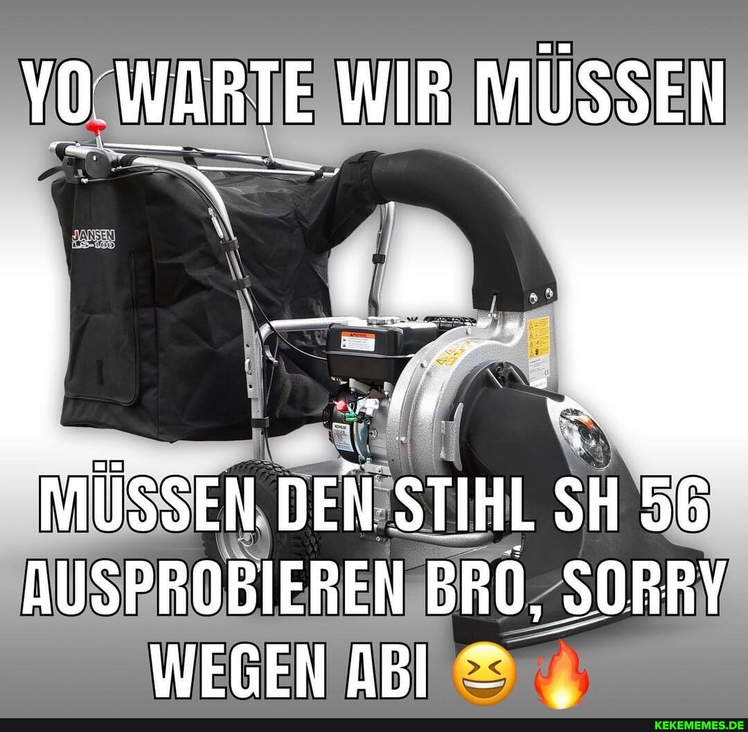 YO WARTE WIR MUSSEN MÜSSEN DEN STIHL SH 56
AUSPROBIEREN BRO, SORRY WEGEN ABI