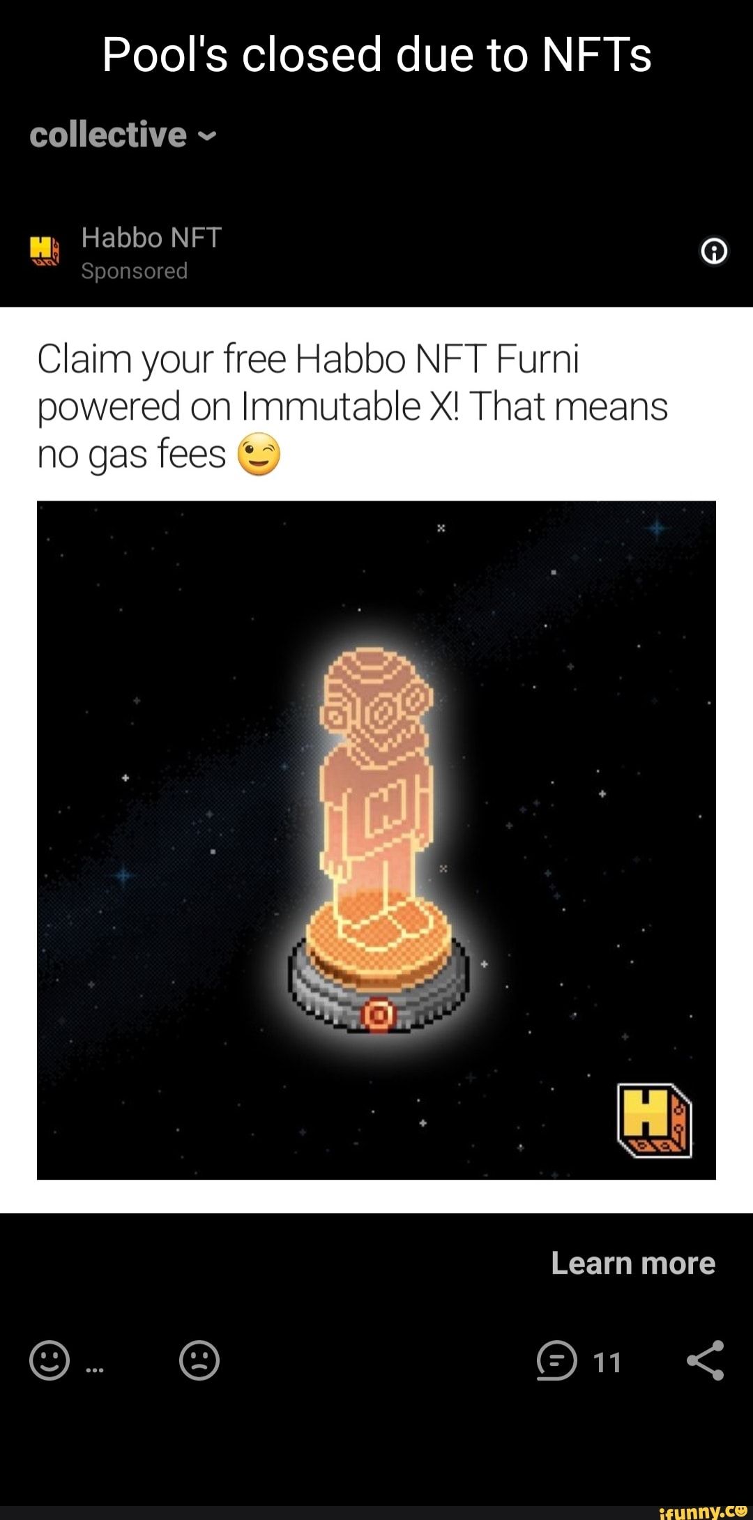 Pool's closed due to NFTs collective mm. Habbo NFT Sponsored Claim