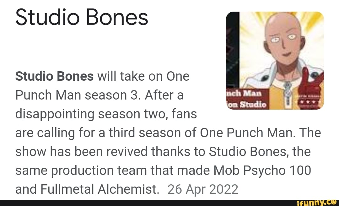 Studio Bones announcement 'soon' One Punch Man Season 3 in OPM Chapter 170