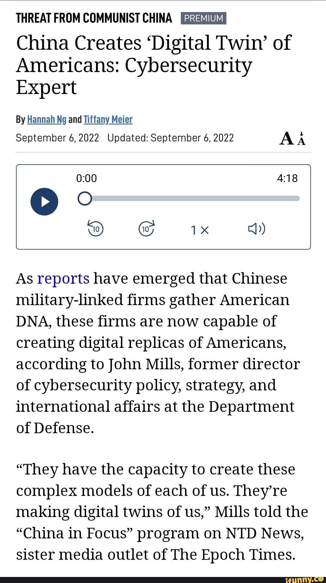 THREAT FROM COMMUNIST CHINA China Creates 'Digital Twin' of Americans ...