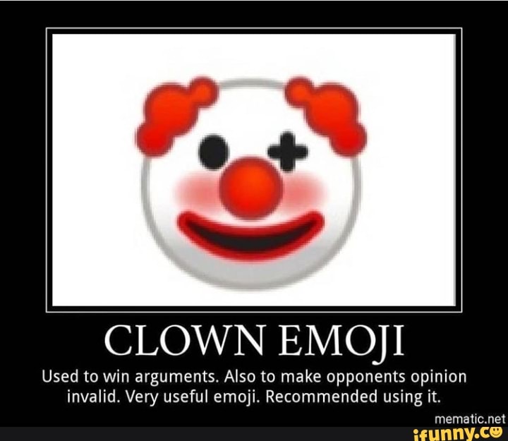 Эмодзи клоун закон. Клоунизм. Sad Clown Emoji. Clown Emoji meme. Что значит эмодзи клоун.