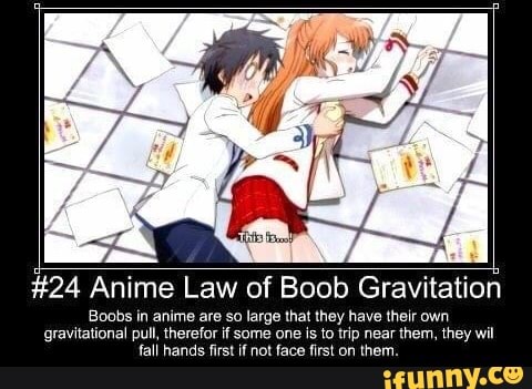 24 Anime Law Of Boob Gravitation Boobs In Anime Are So Large That They Have Their