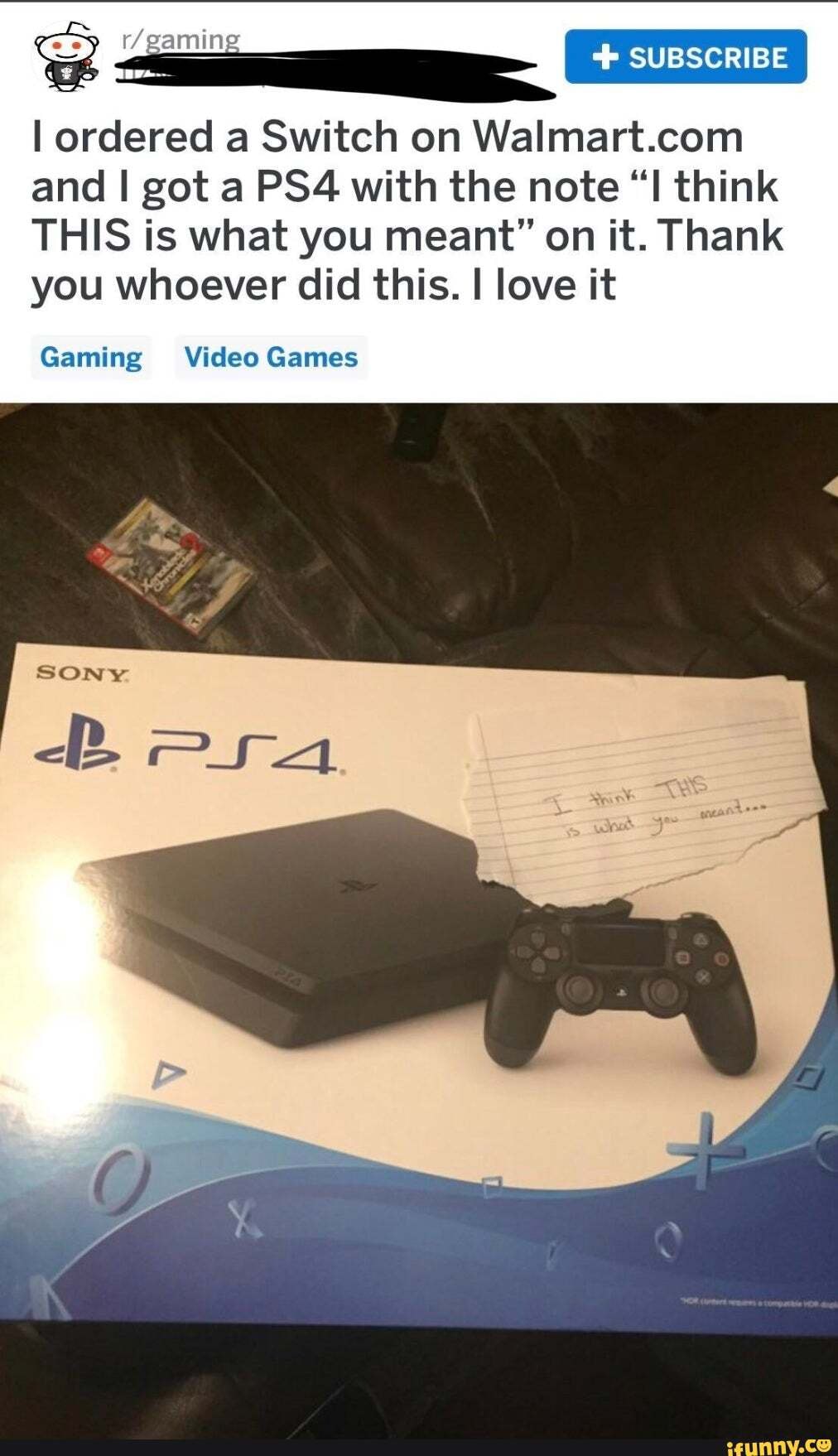 ordered a Switch on and I got a with the note "I think
THIS is what you meant" on it. Thank you whoever did this. love it
Gaming Video Games