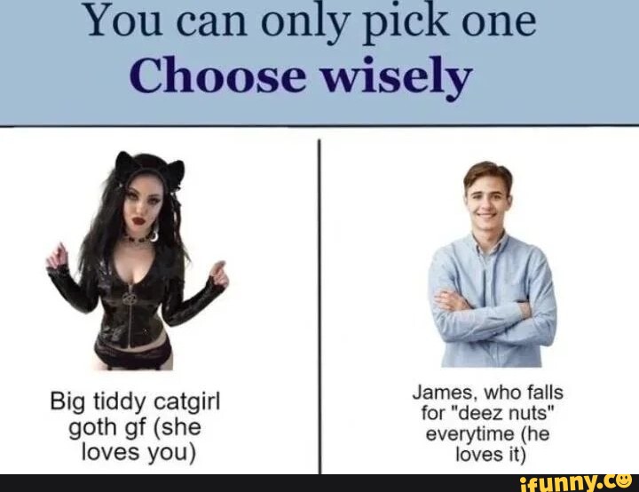 You Can Only Pick One Choose Wisely James Who Falls Big Tiddy Catgirl For Deez Nuts Goth Gf 