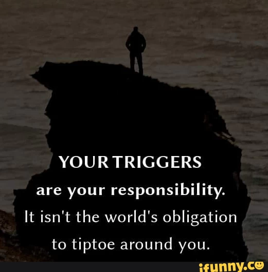&ldquo;Your triggers are your responsibility. Don&rsquo;t expect the world to tip-toe around you&rdquo;