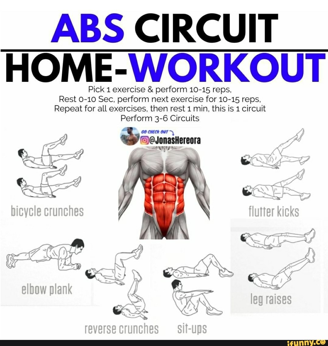 ABS CIRCUIT HOME WORKOUT Pick 1 Exercise Perform 10 15 Reps Rest 0 10 