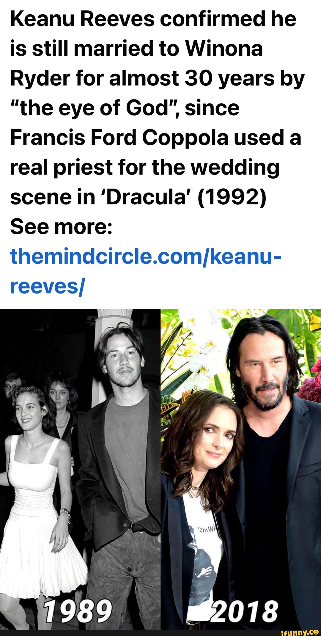 Keanu Reeves Confirmed He Is Still Married To Winona Ryder For Almost