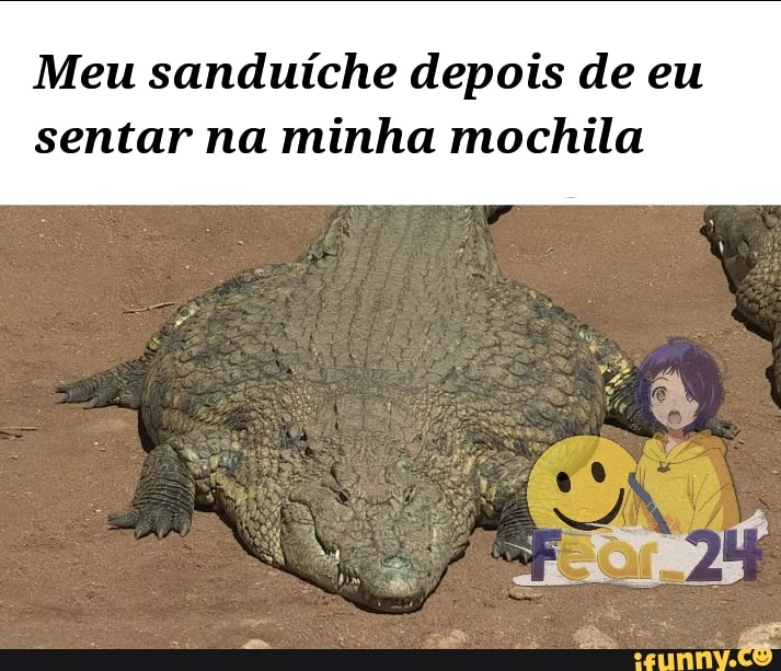 Meu sanduíche depois de eu sentar na minha mochila