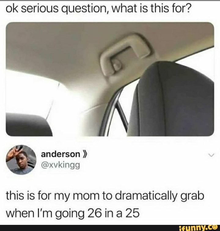 ok serious question, what is this for?
this is for my mom to dramatically grab when I'm going 26 in a 25