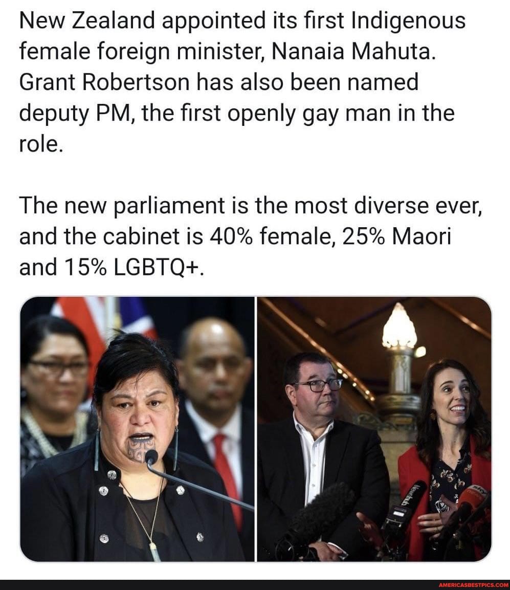 New Zealand appointed its first Indigenous female foreign minister, Nanaia Mahuta.
Grant Robertson has also been named deputy PM, the first openly gay man in the role.
The new parliament is the most diverse ever, and the cabinet is 40% female, 25% Maori and 15% LGBTQ+.