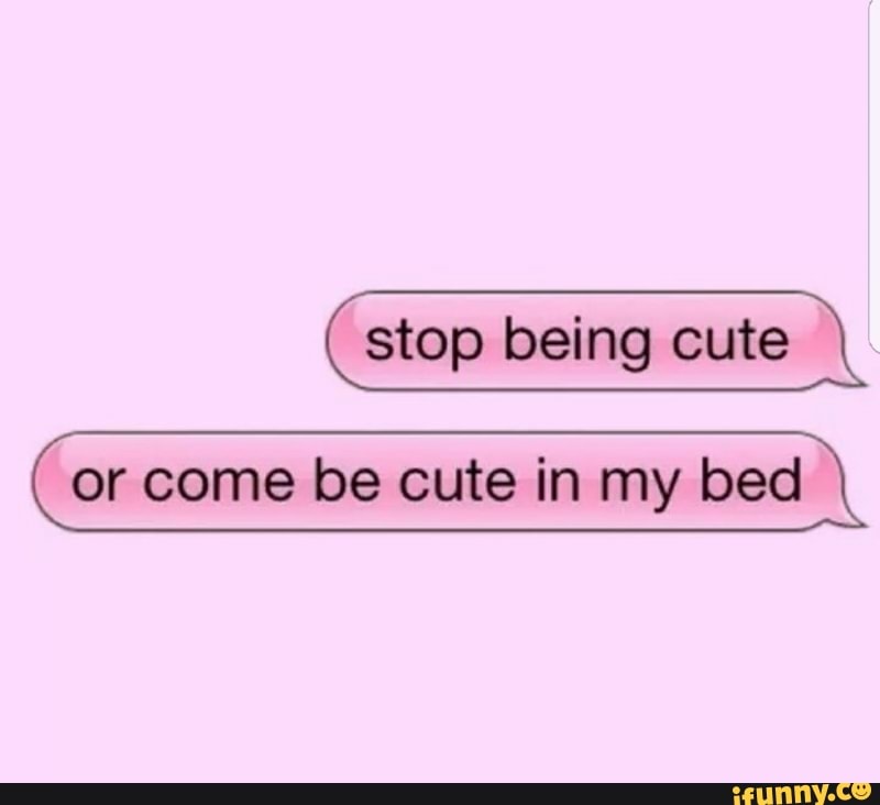 stop being cute or come be cute in my bed