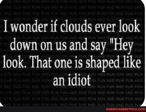 I wonder if clouds ever look down on us and say "Hey look. That one is shaped like an idiot