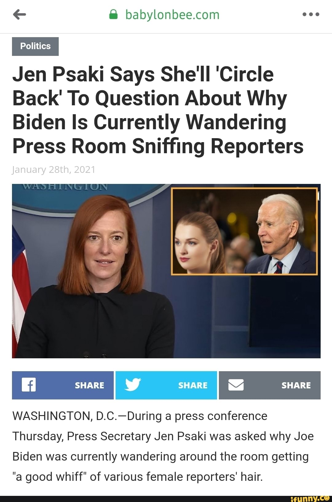 Jen Psaki Says Shell Circle Back To Question About Why Biden Is Currently Wandering Press