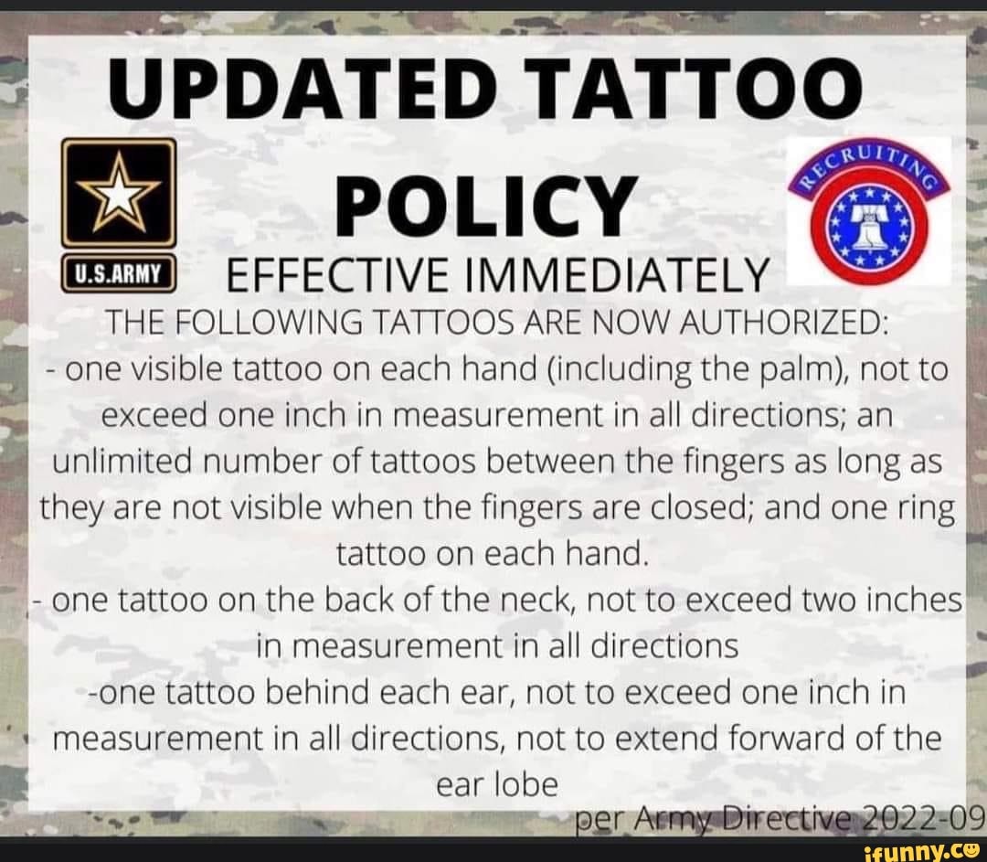 UPDATED TATTOO POLICY EFFECTIVE IMMEDIATELY THE FOLLOWING TATTOOS ARE ...