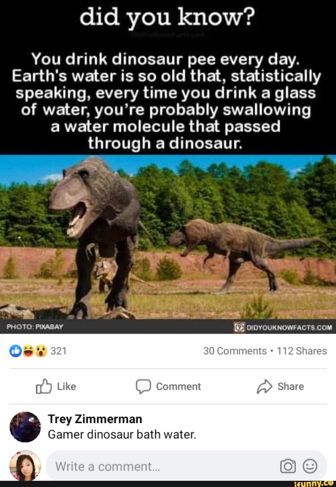 Did you know? You drink dinosaur pee every day. Earth's water is so old