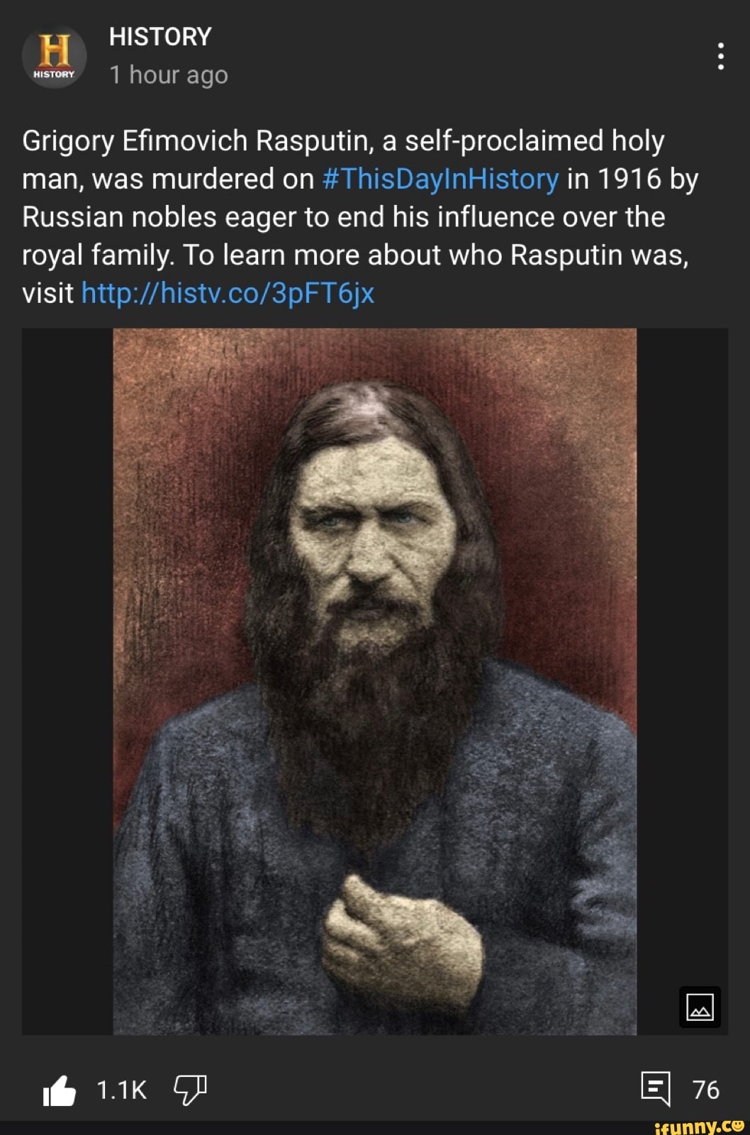 HISTORY hour ago Grigory Efimovich Rasputin, a self-proclaimed holy man ...