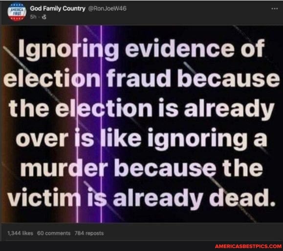 ignoying evidence of onI fraud hecause the election is already over like ignoring a
murder because the victim ts already claad.